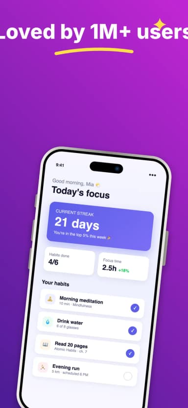 Bold statement screenshot template: Loved by 1M+ users headline underlined in yellow