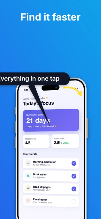 Feature callout screenshot template with a speech-bubble annotation pointing at the app UI