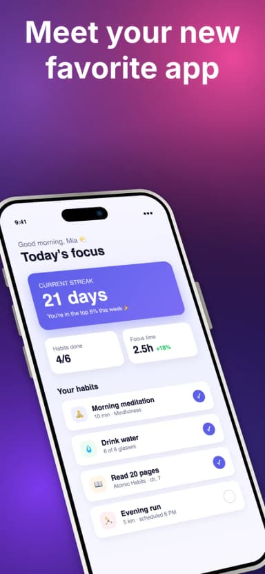 Hero screenshot template: 3D-tilted iPhone on a magenta-violet gradient with a bold headline